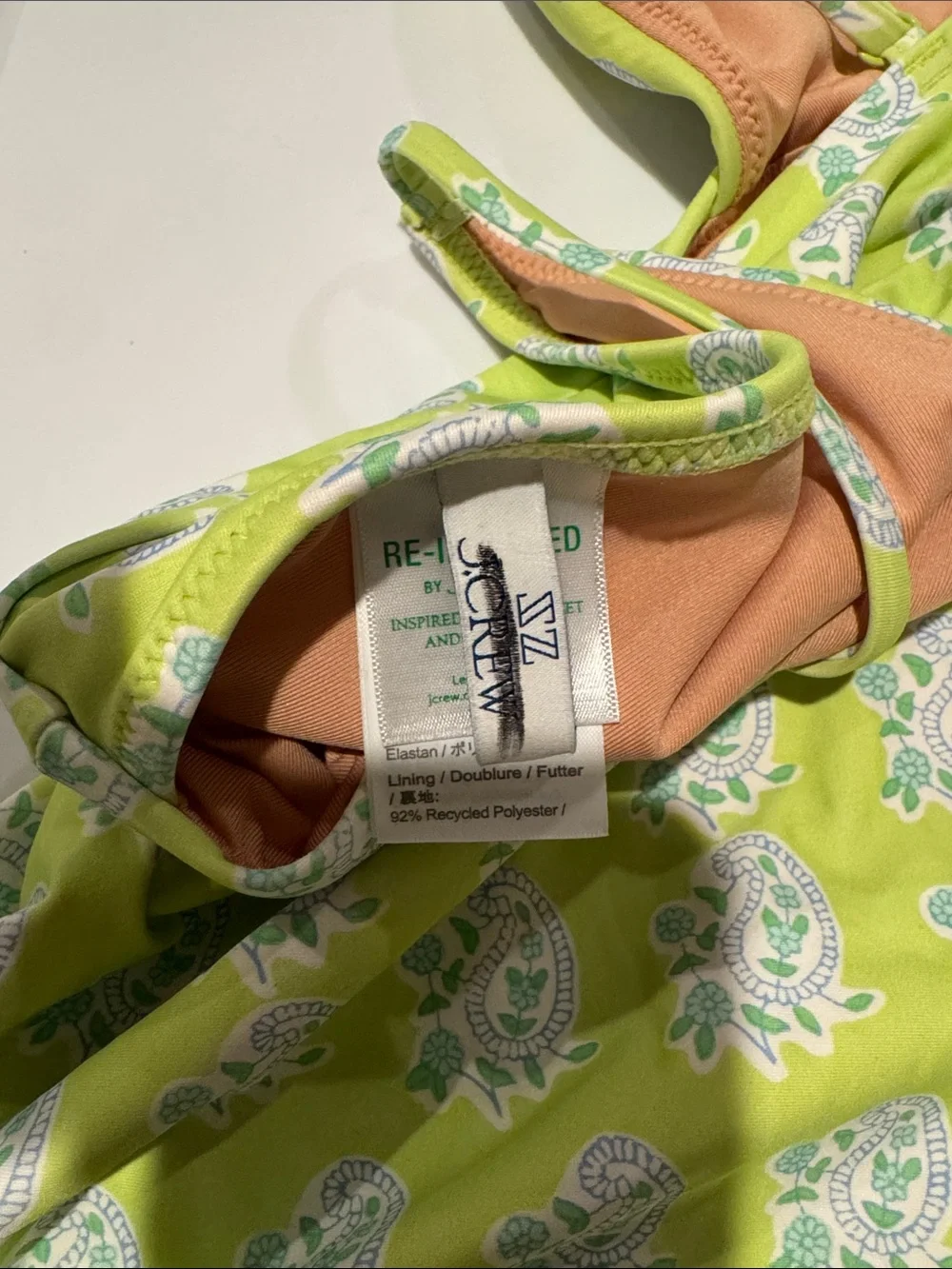 NWOT J. Crew x SZ Blockprints Plunge One-Piece‎ Swimsuit in Green Paisley Rare